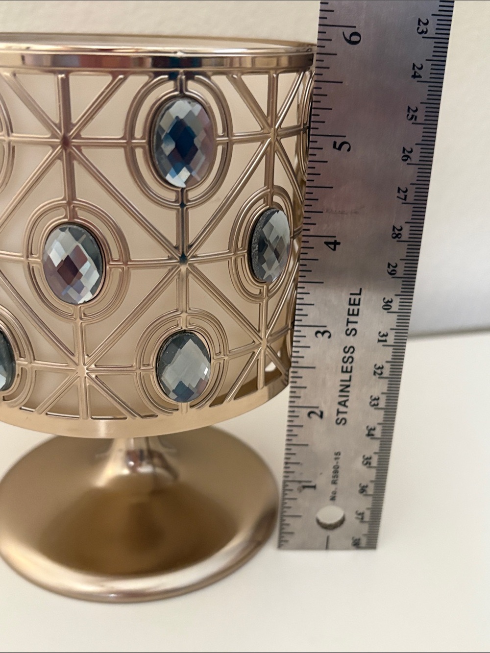 Bath & Body Works brass-gold candle holder with stunning crystal accents! - Picture 14 of 14